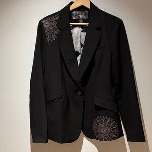 Desigual Black Jacket with Lace Detail